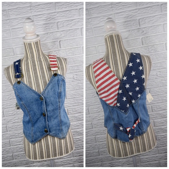 Vintage Jackets & Blazers - Vtg 90s Maximum Energy | Patriotic Denim Vest